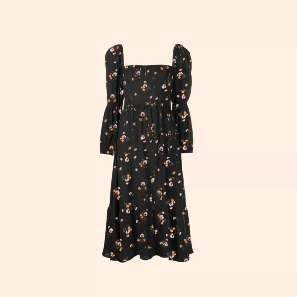 REFORMATION Mica Floral Midi Smocked Puff Sleeves Dress in Evita size 6/8 - Picture 5 of 11